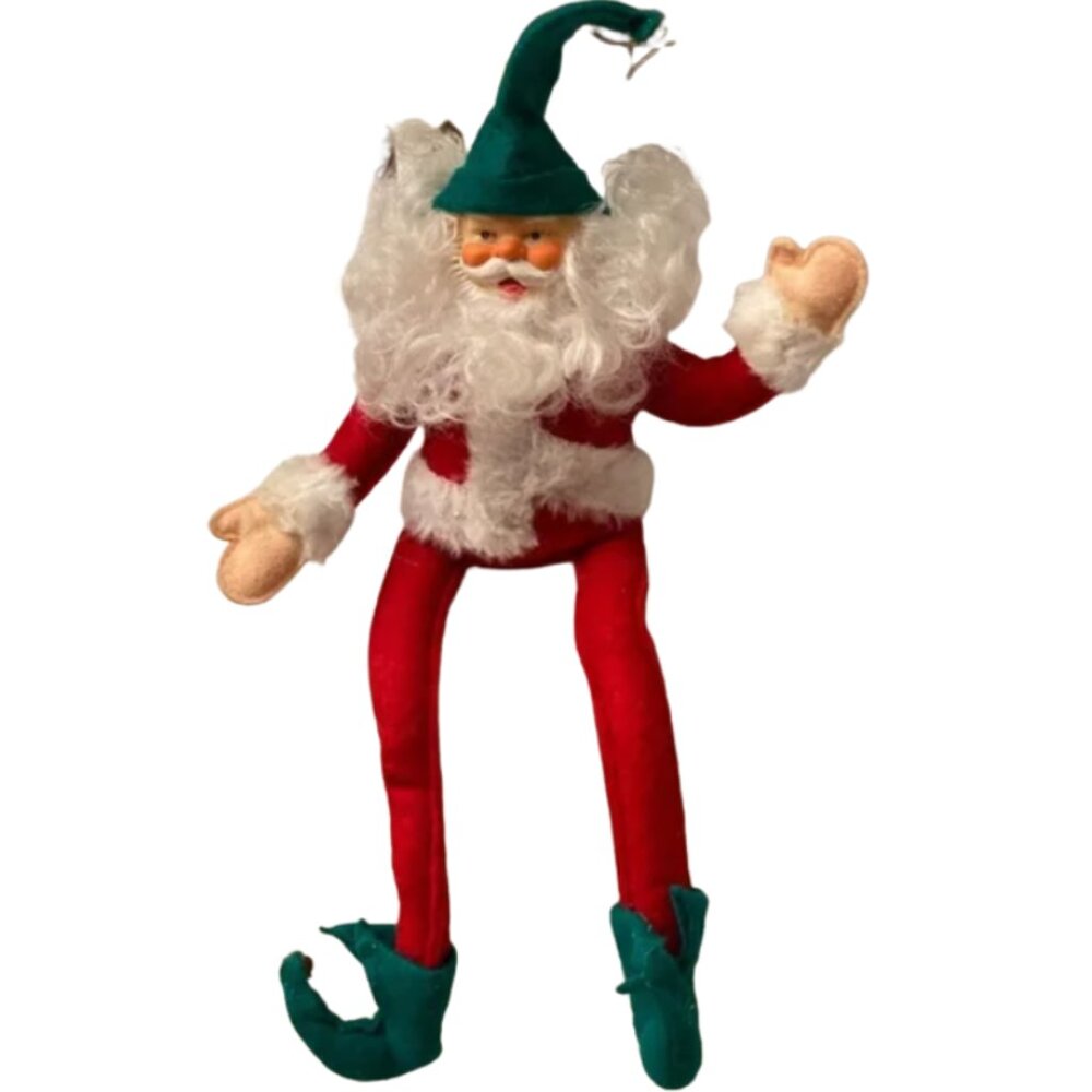 Vintage Christmas Santa Claus Knee Hugger Elf RARE Retro Taiwan Shelf Sitter